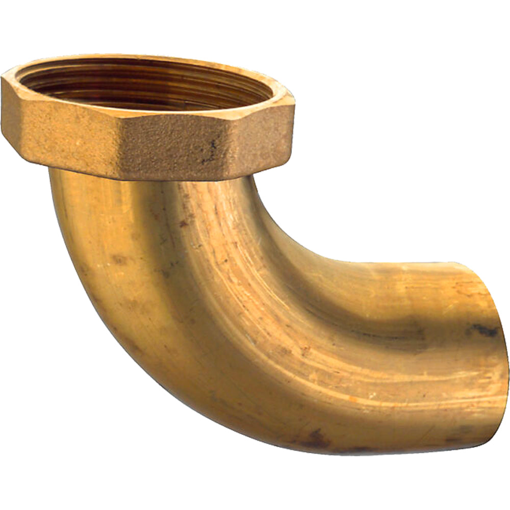 CODOLO CURVO IN OTTONE CON DADO E GUARNIZIONE - img 2