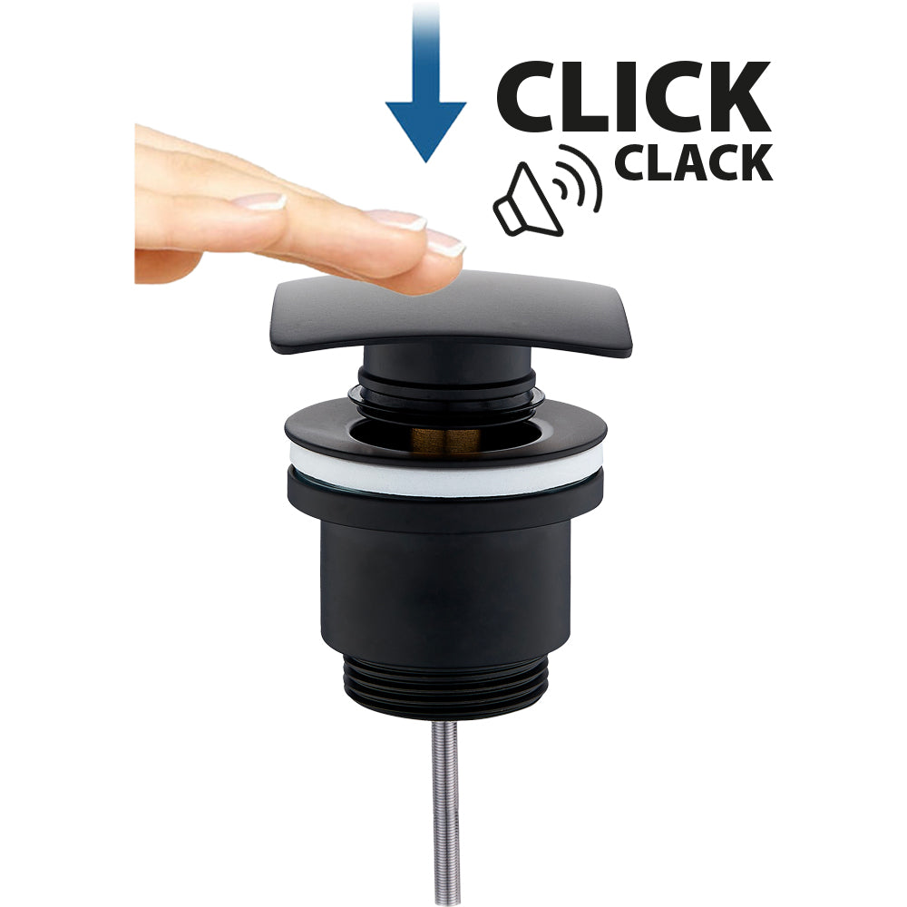 PILETTA CLICK CLACK QUADRATA PER LAVABO NERO OPACO - img 2