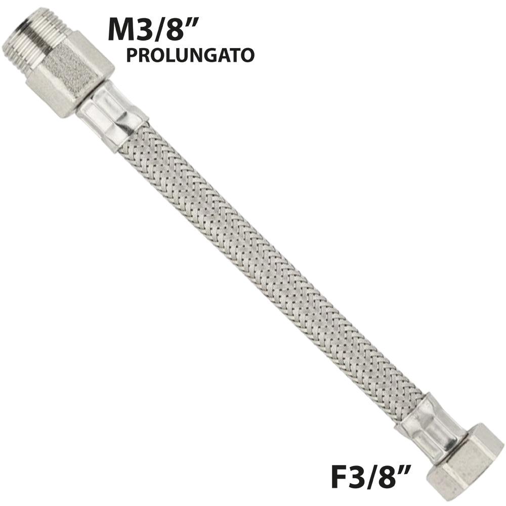 FLESSIBILE IN ACCIAIO INOX M3/8" PROLUNGATO X F3/8" - img 2