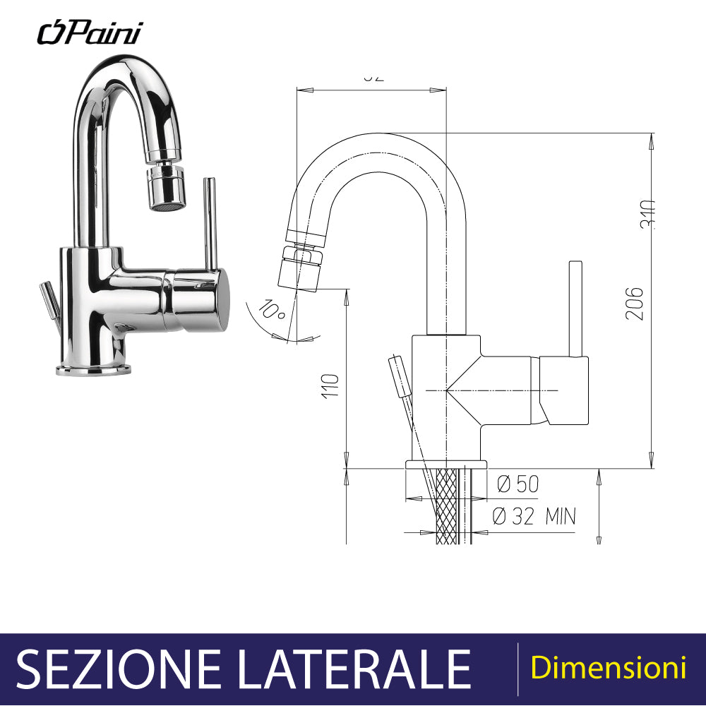 MISCELATORE BIDET CON BOCCA ORIENTABILE "OPEN NEW DISCO" - img 3