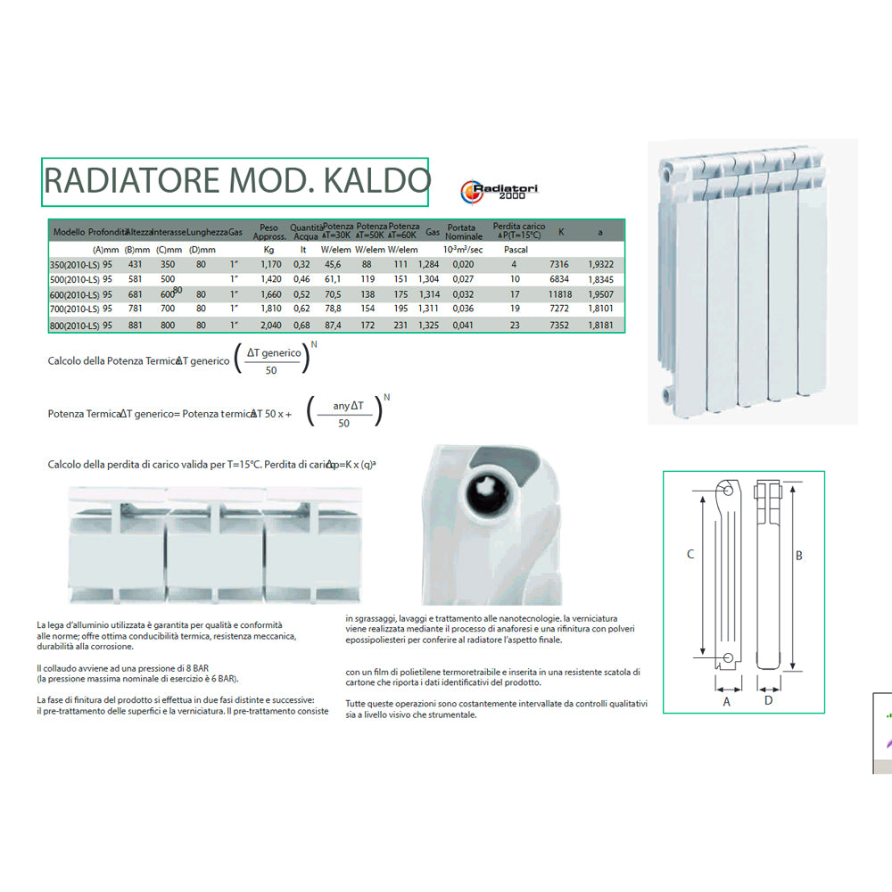 RADIATORE PRESSOFUSO MODELLO "KALDO" BIANCO - img 5