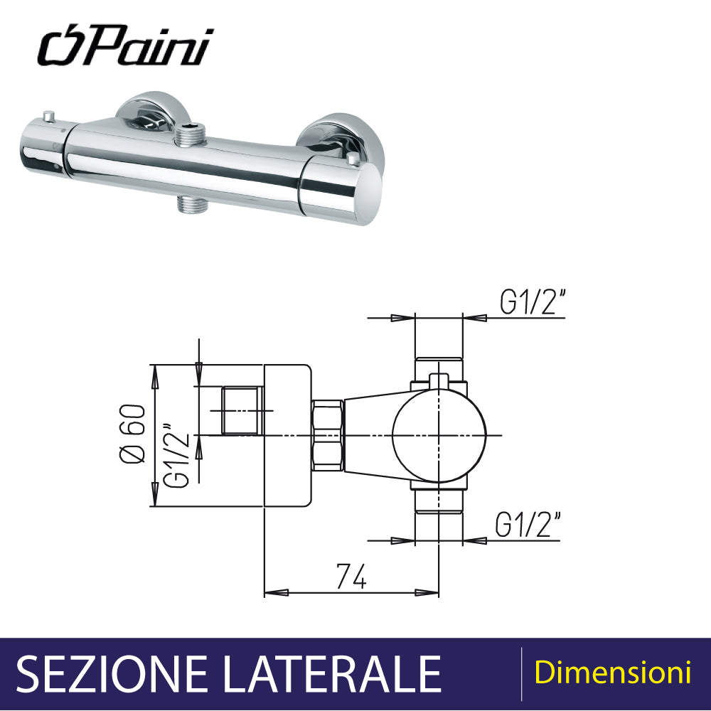 MISCELATORE TERMOSTATICO DOCCIA CON DEVIATORE A 2 VIE "DISCO" - img 4