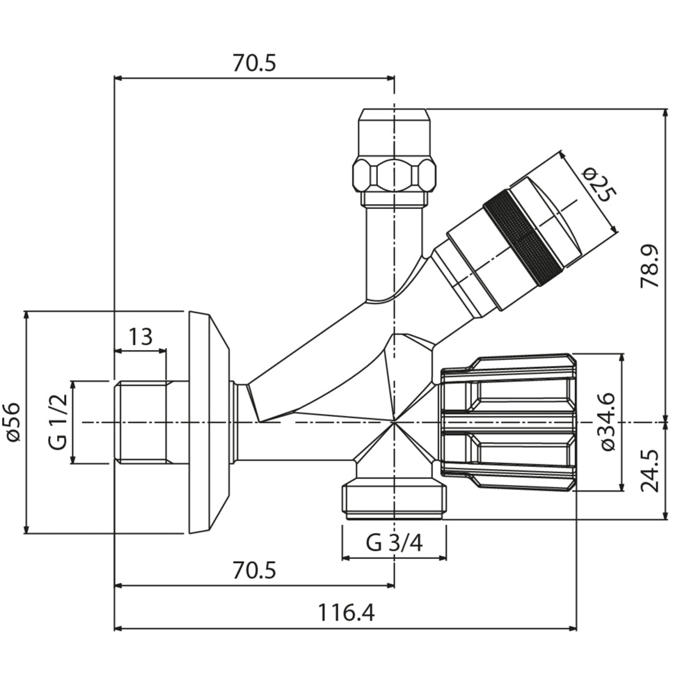 RUBINETTO SOTTOLAVABO COMBINATO LAVATRICE A 3 VIE CON FILTRO - img 3
