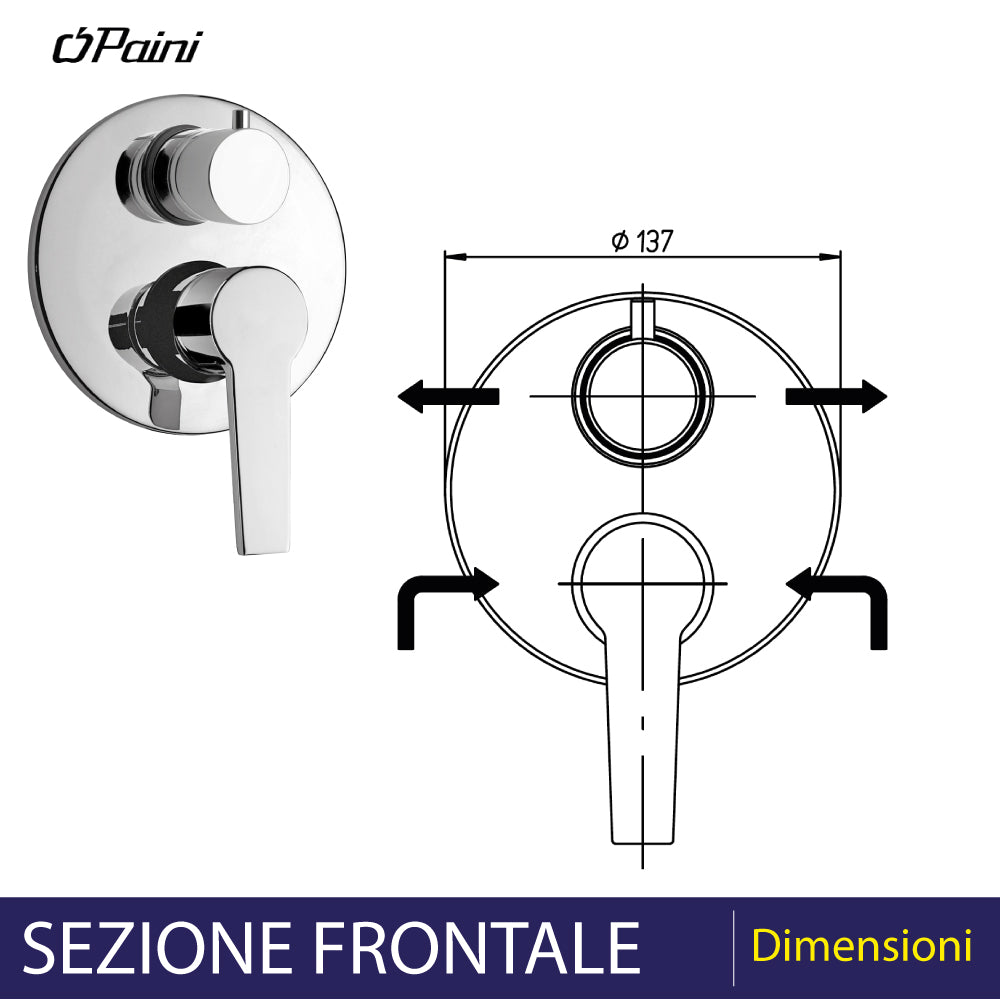 MISCELATORE INCASSO DOCCIA CON DEVIATORE "LE MANS" - img 5