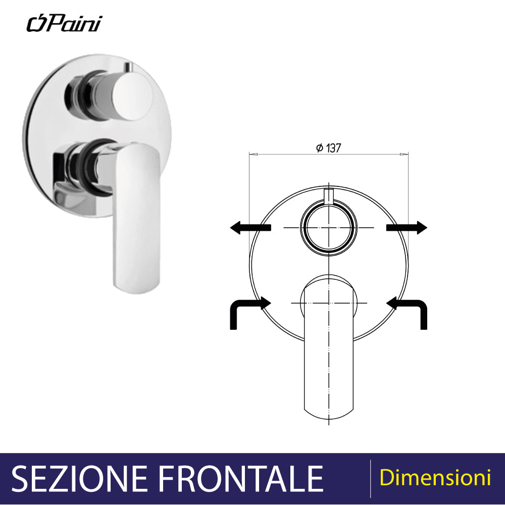 MISCELATORE INCASSO DOCCIA CON DEVIATORE "STILE" - img 4