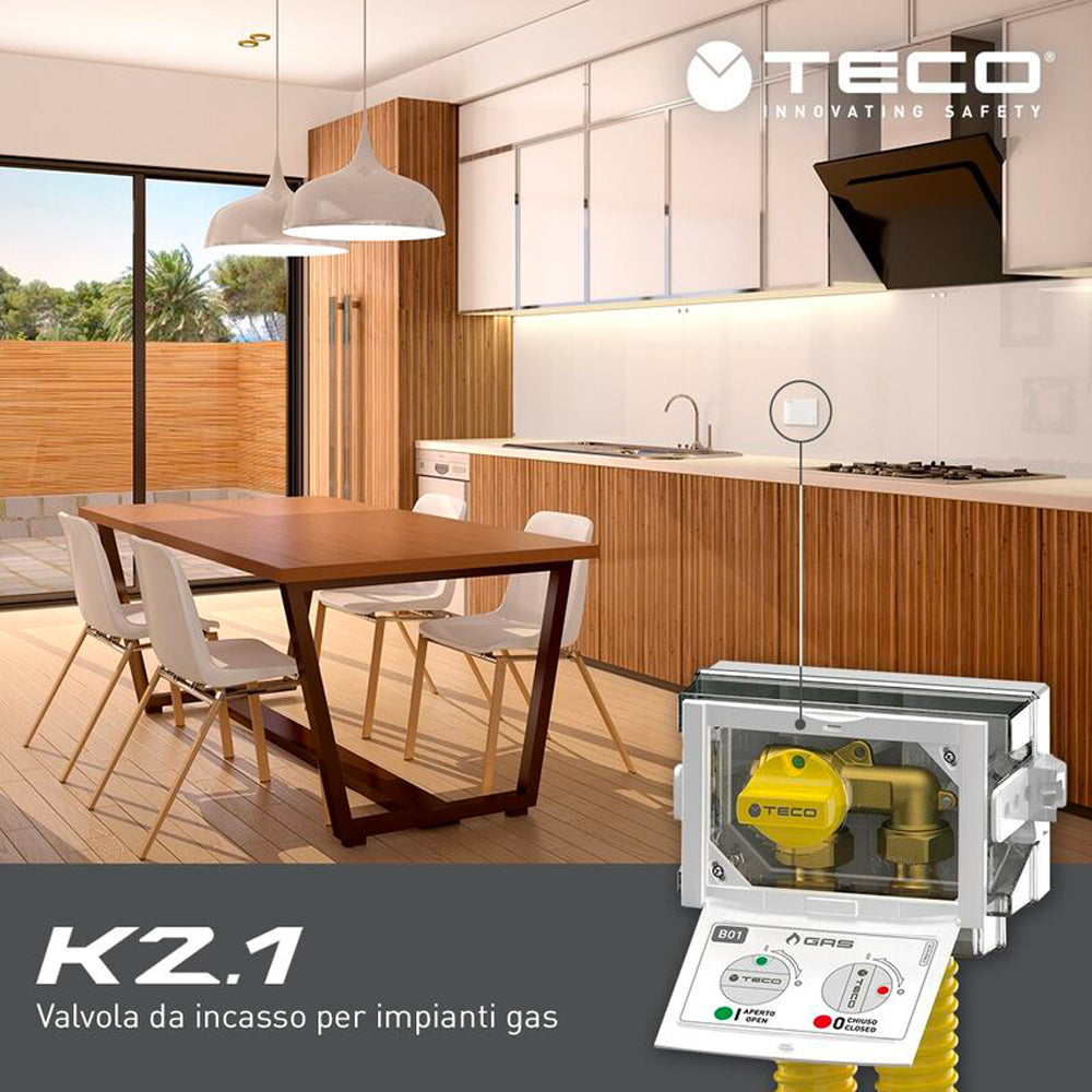 RUBINETTO DI INTERCETTAZIONE GAS DA INCASSO A "U" K2.1 TECO - img 3