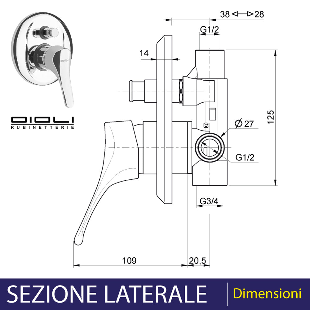 MISCELATORE DOCCIA INCASSO CON DEVIATORE KAPPA - img 4