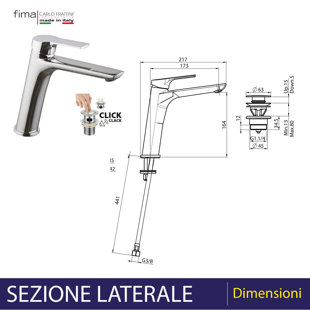 MISCELATORE LAVABO PROLUNGATO "SERIE 4" CON LEVA CHIUSA - img 5