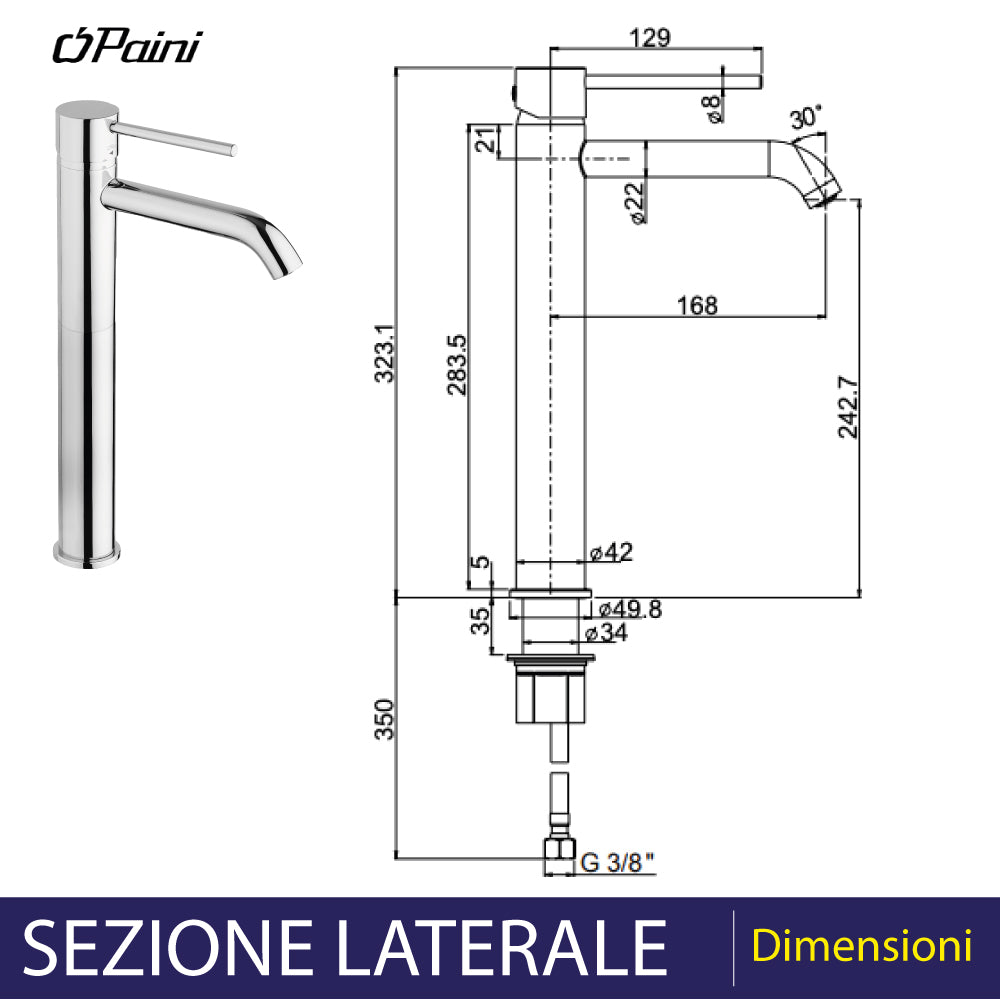 MISCELATORE LAVABO ALTO OPEN 'NEW DISCO' - img 5