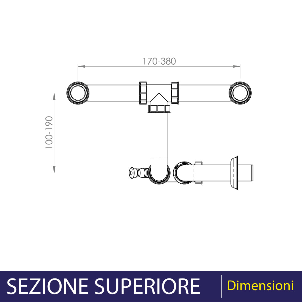 SIFONE PER LAVELLO A 2 VIE SALVASPAZIO ISPEZIONABILE - img 4