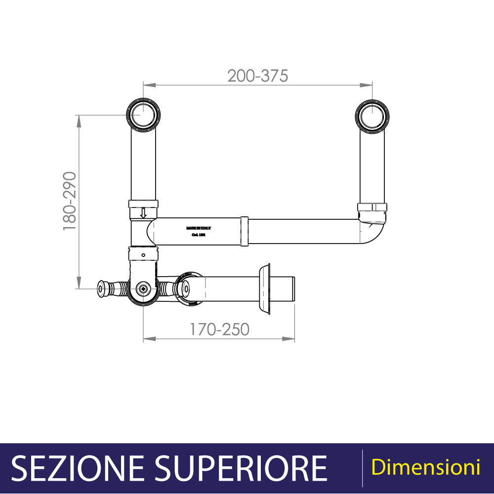 SIFONE PER LAVELLO A 2 VIE SALVASPAZIO AUTOPULENTE "2K" - img 5