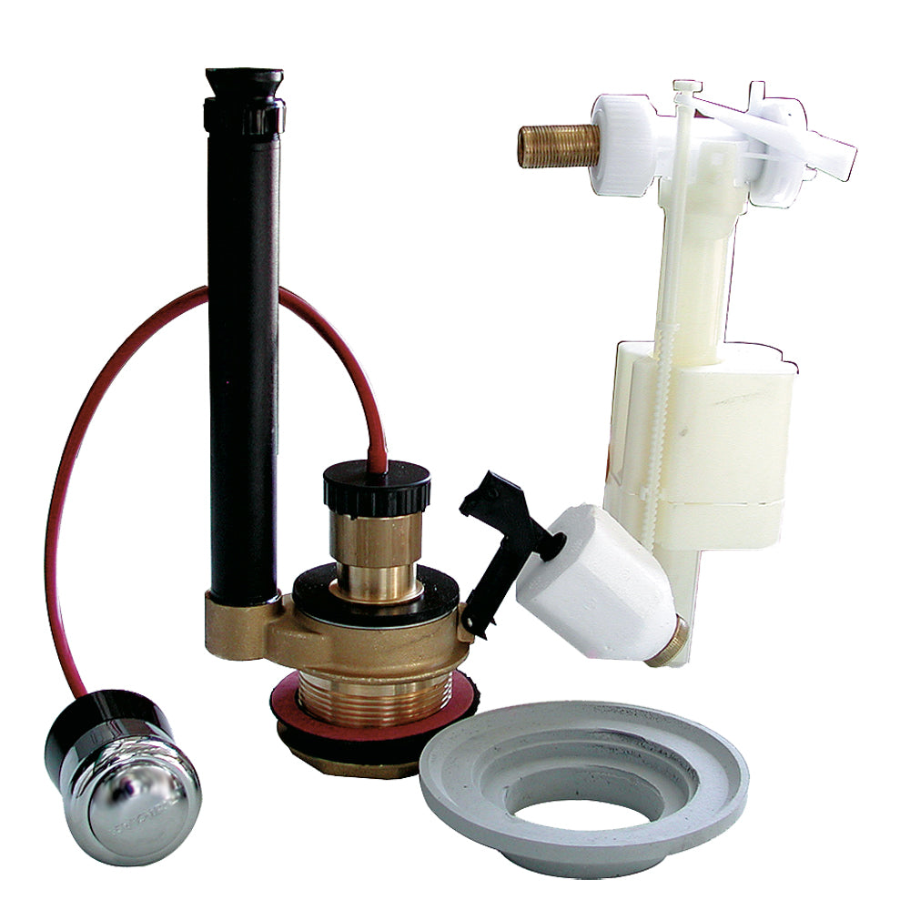 MECCANISMO DI SCARICO IN PLASTICA CON PULSANTE E KIT MONOBLOCCO - img 2