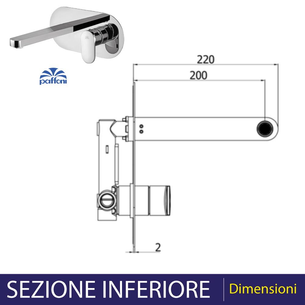 MISCELATORE LAVABO INCASSO CON BOCCA A MURO "CANDY" - img 5