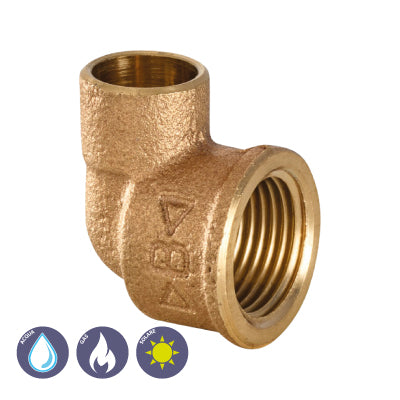 GOMITO A 90° FILETTATO FEMMINA IN BRONZO A SALDARE - img 2