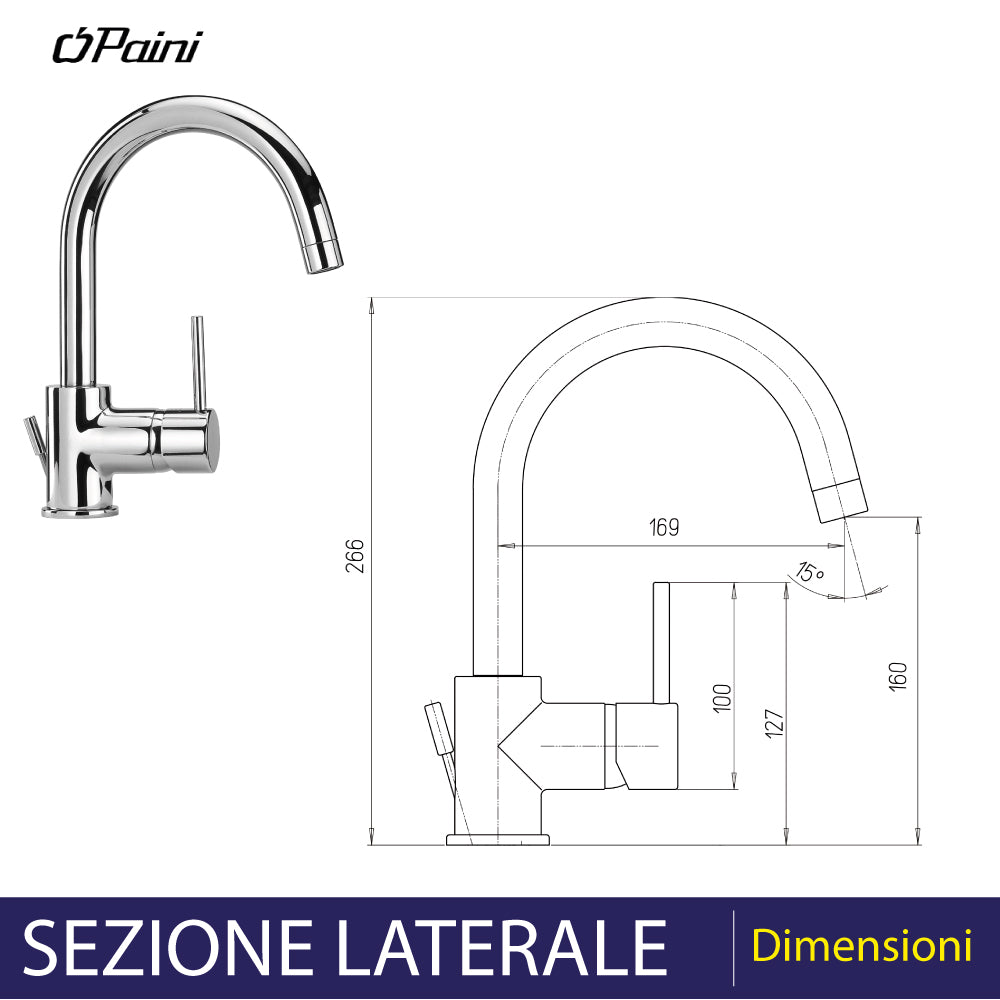 MISCELATORE LAVABO "OPEN NEW DISCO" BOCCA ORIENTABILE - img 3