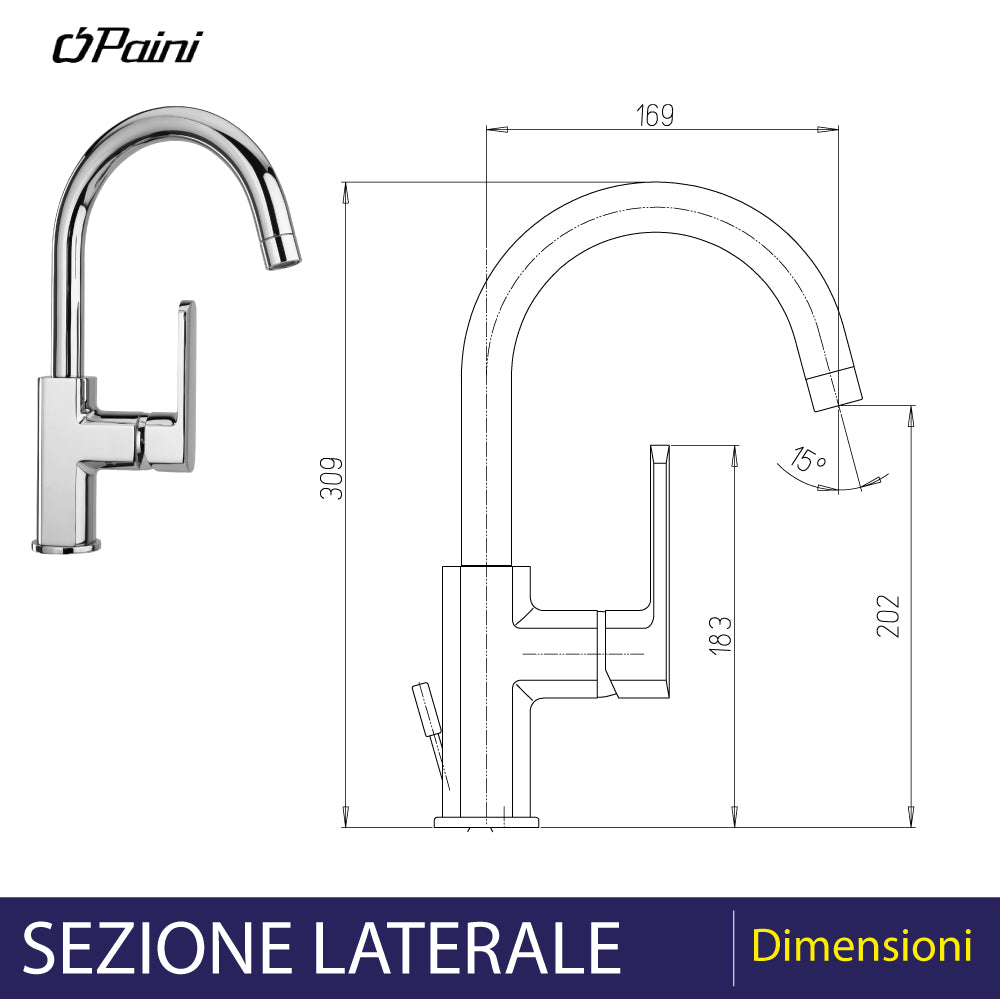 MISCELATORE LAVABO "STILE" CON BOCCA ORIENTABILE - img 3