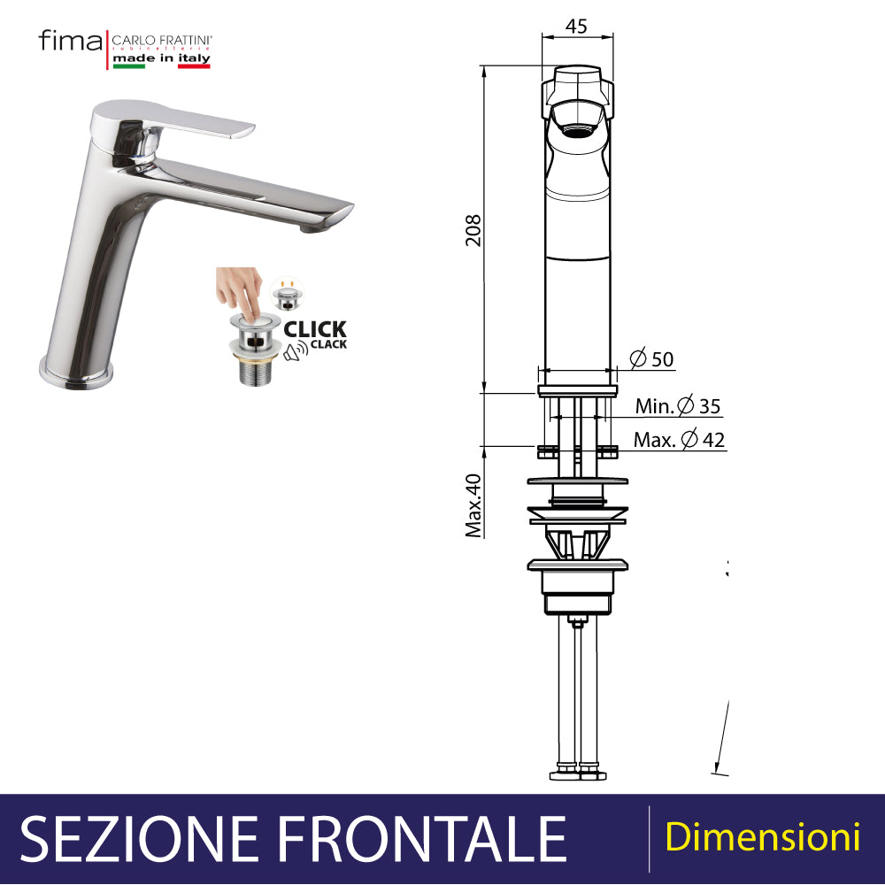 MISCELATORE LAVABO PROLUNGATO "SERIE 4" CON LEVA CHIUSA - img 4