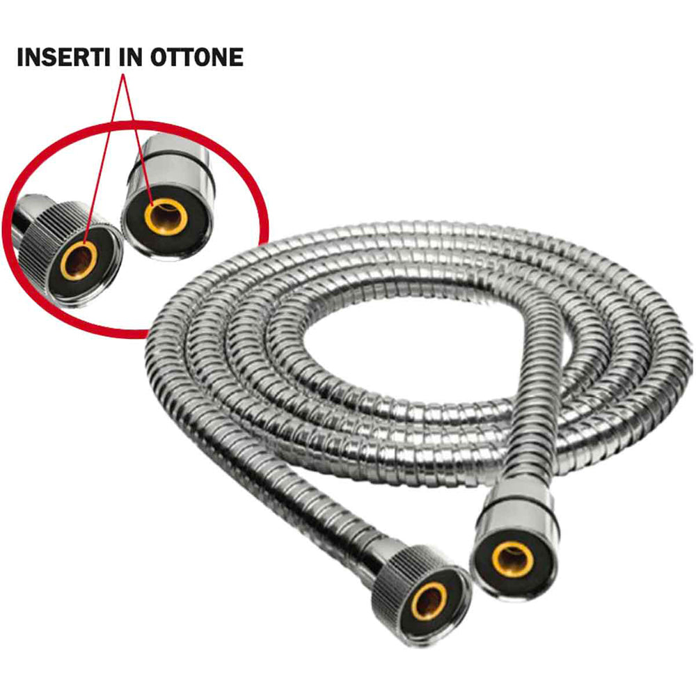 FLESSIBILE DOCCIA CONICO IN ACCIAIO CON INSERTI IN OTTONE - img 2