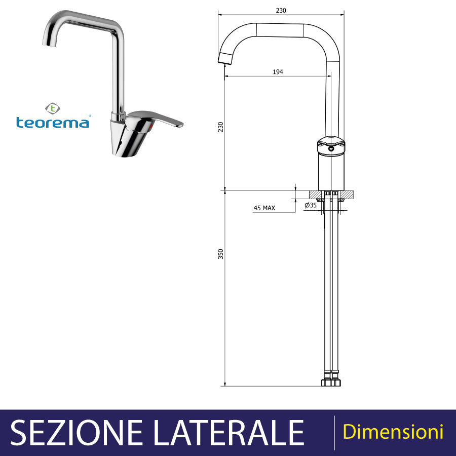 MISCELATORE LAVELLO T-ONE A CANNA ALTA - img 4