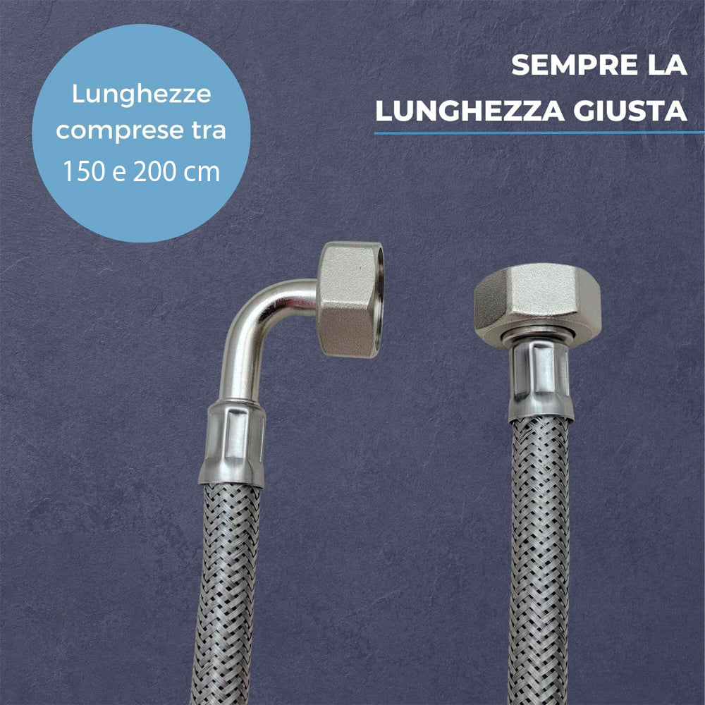 TUBO CARICO LAVATRICE FF 3/4" DN13 IN ACCIAIO INOX - img 4