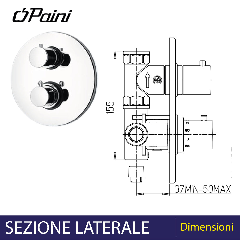 MISCELATORE DOCCIA INCASSO TERMOSTATICO "DISCO" - img 3