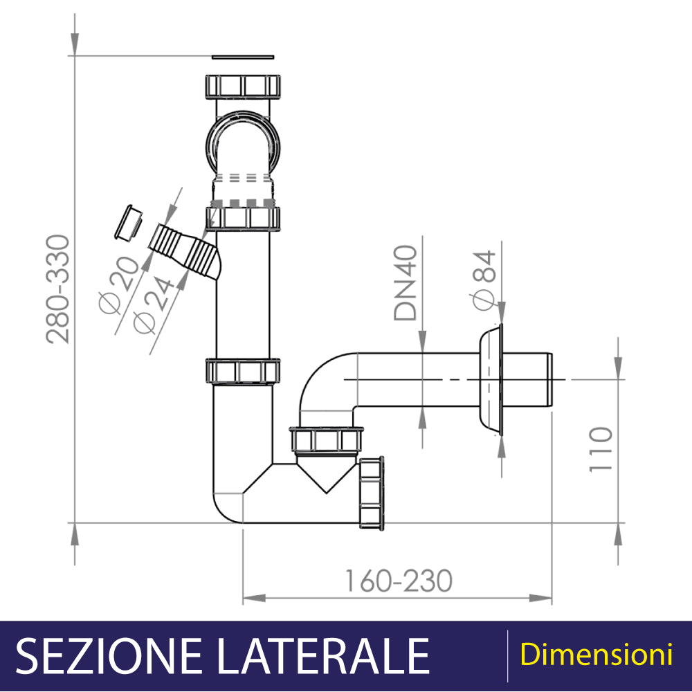 SIFONE PER LAVELLO A 1 VIA SALVASPAZIO ISPEZIONABILE - img 3
