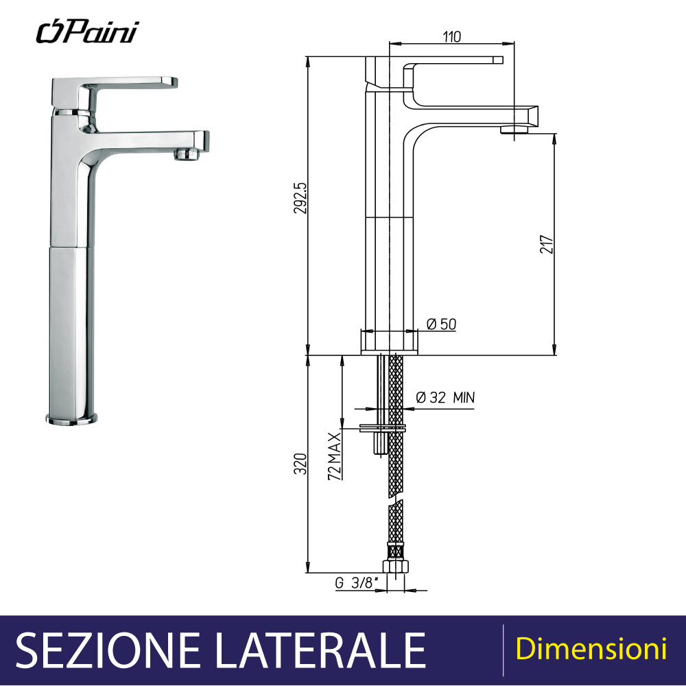 MISCELATORE LAVABO CON CANNA ALTA "STILE" - img 5