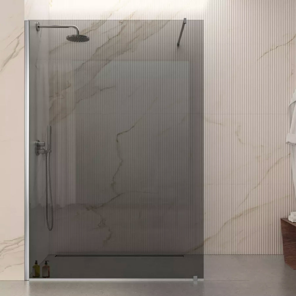 PARETE DOCCIA WALK-IN "ITACA" VETRO GREY Sp.6 mm PROFILO CROMO - img 4