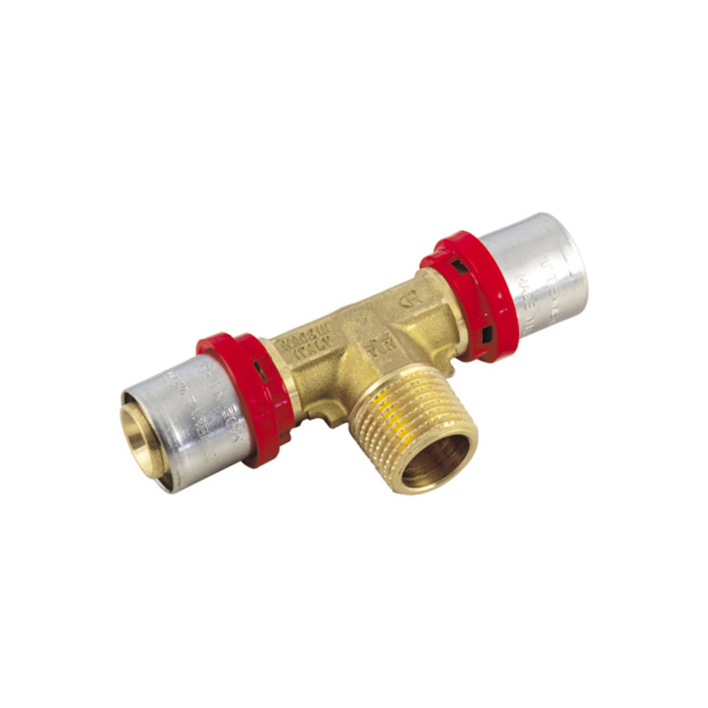 TEE MASCHIO A PRESSARE PER TUBO MULTISTRATO TIEMME - img 2
