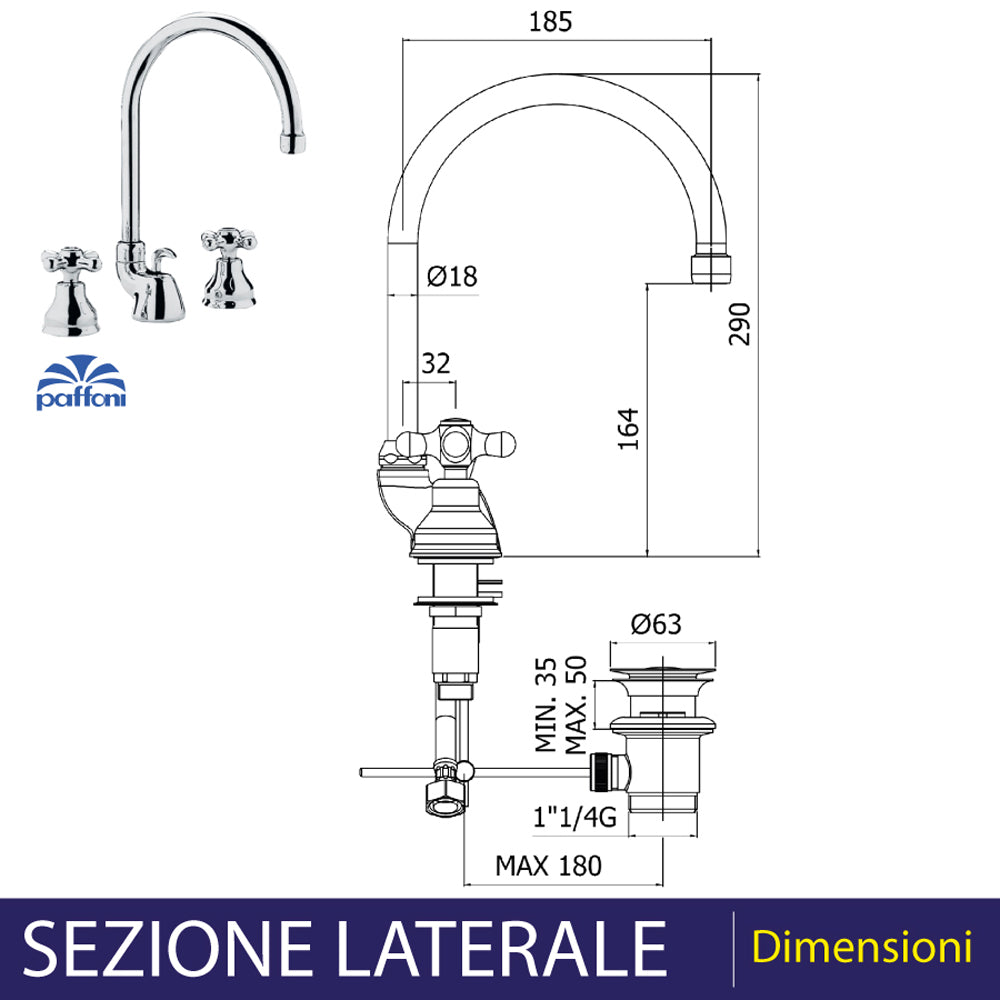BATTERIA LAVABO A BOCCA ALTA IRIS - img 4