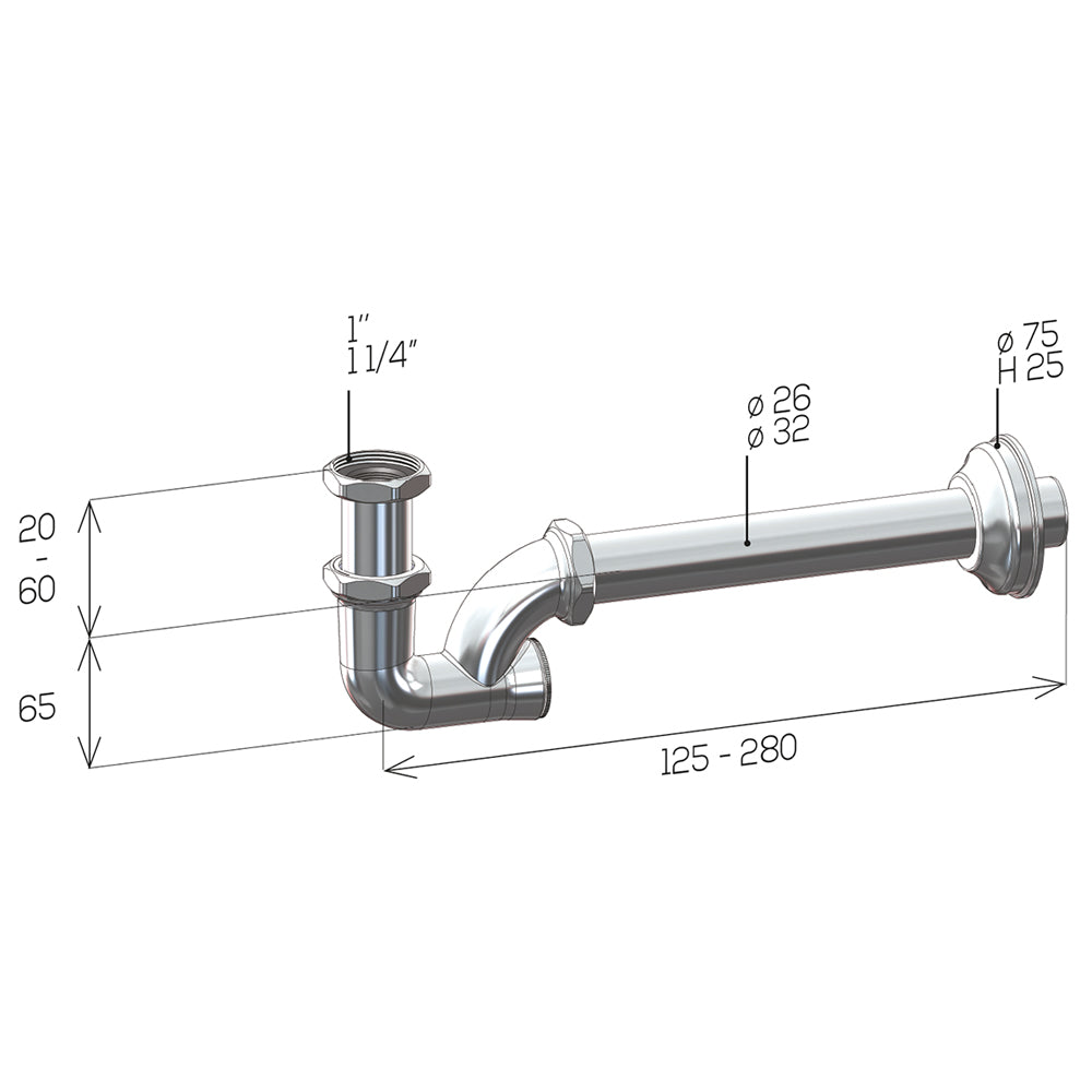 SIFONE PER LAVABO E BIDET CON ISPEZIONE POSTERIORE "CONCORD" GHIDINI - img 3