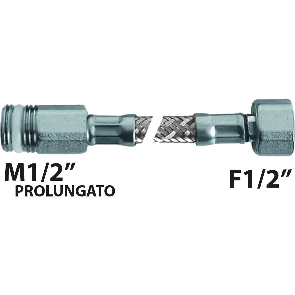 FLESSIBILE IN ACCIAIO INOX M1/2" PROLUNGATO x F1/2" GIR. "FLEXCORE" - img 2