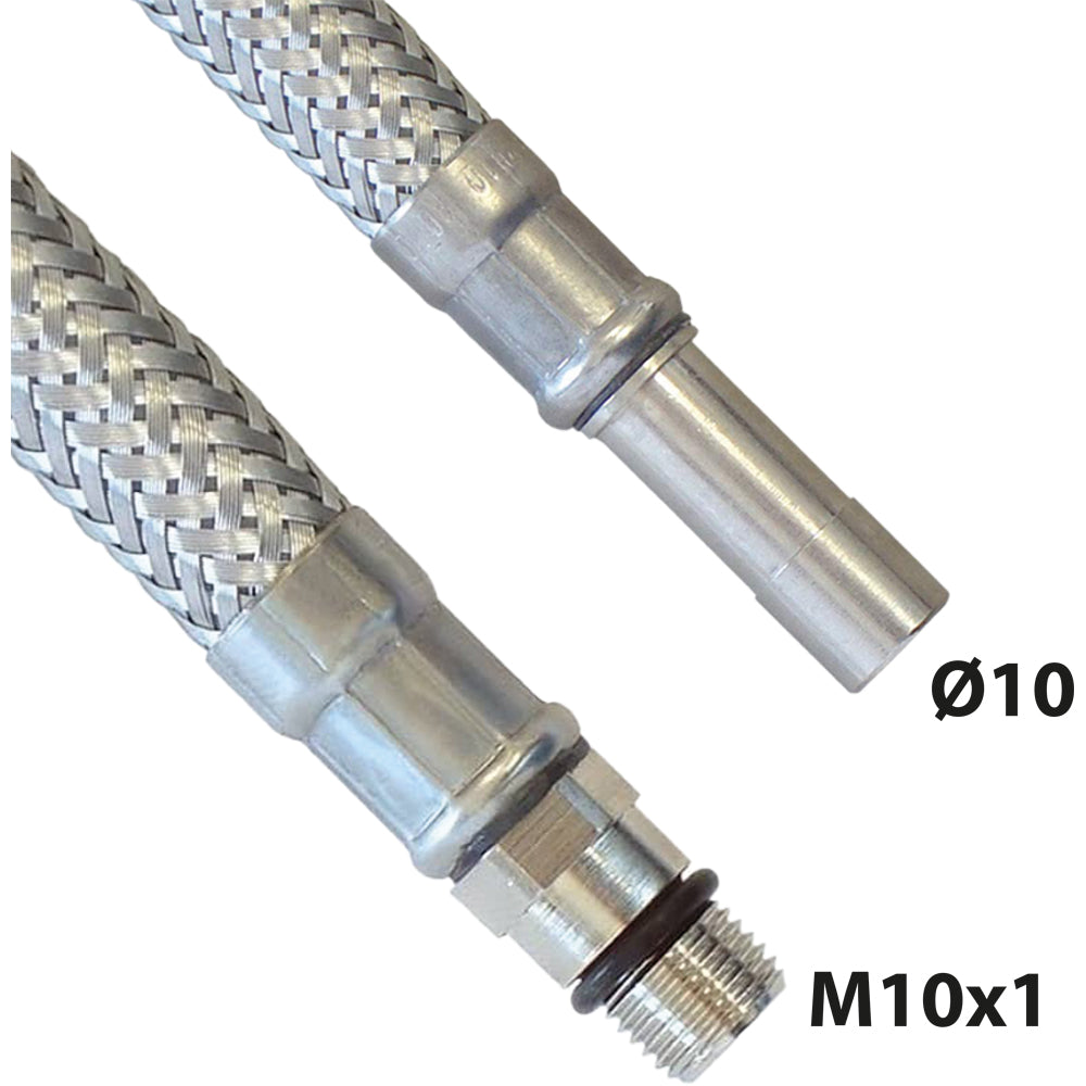 FLESSIBILE IN ACCIAIO INOX M10x1 CON TRONCHETTO Ø10 CORTO - img 2