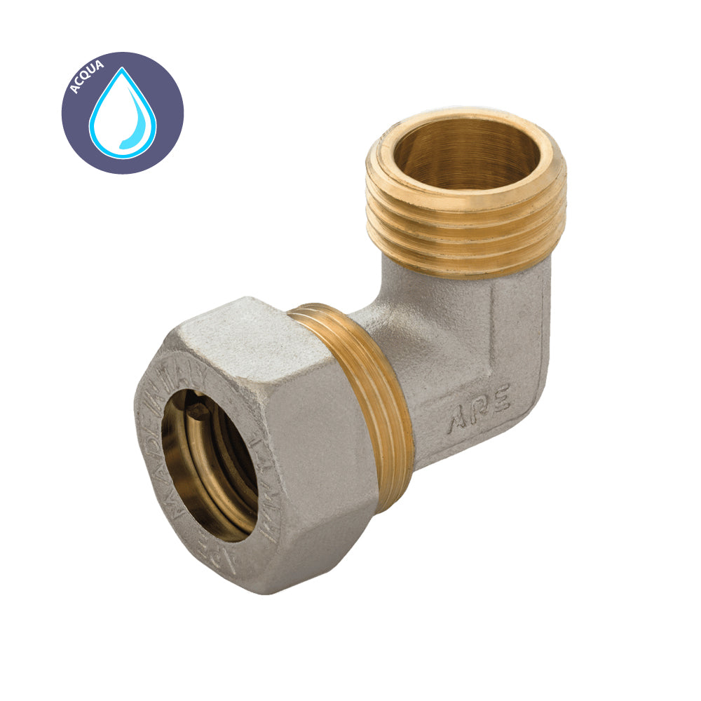 GOMITO MASCHIO A COMPRESSIONE O-RING PER TUBO RAME APE - img 2