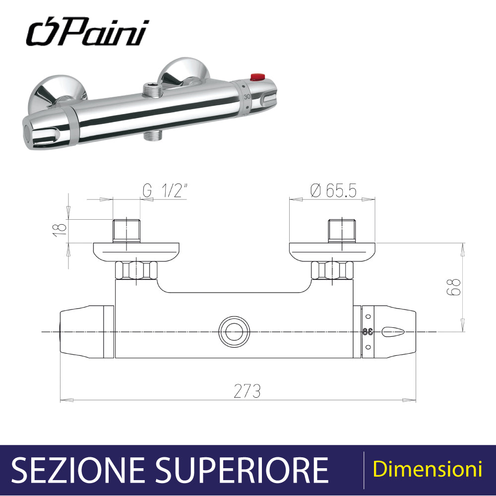 GRUPPO TERMOSTATICO DOCCIA CON DEVIATORE 2 USCITE "2T" - img 4