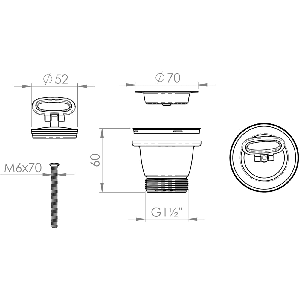 PILETTA IN PVC PER LAVELLO CUCINA CON FORO Ø70 STP - img 4