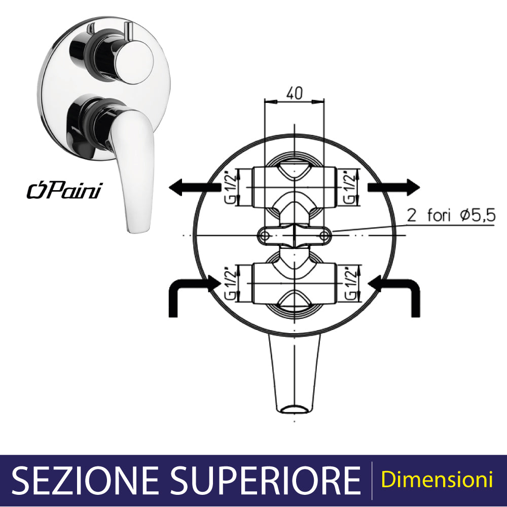 MISCELATORE DOCCIA INCASSO CON DEVIATORE "NEW BERRY" - img 5