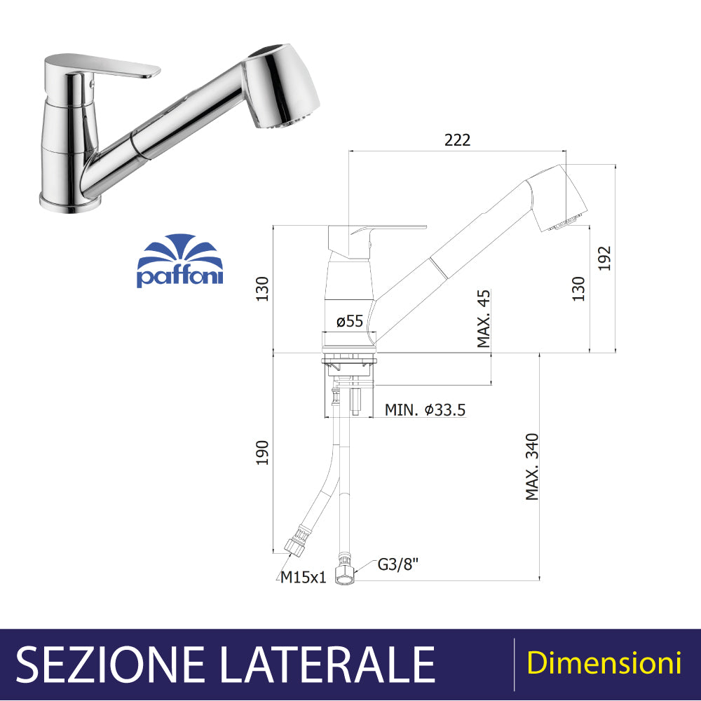 MISCELATORE LAVELLO LIME CON DOCCETTA ESTRAIBILE - img 5