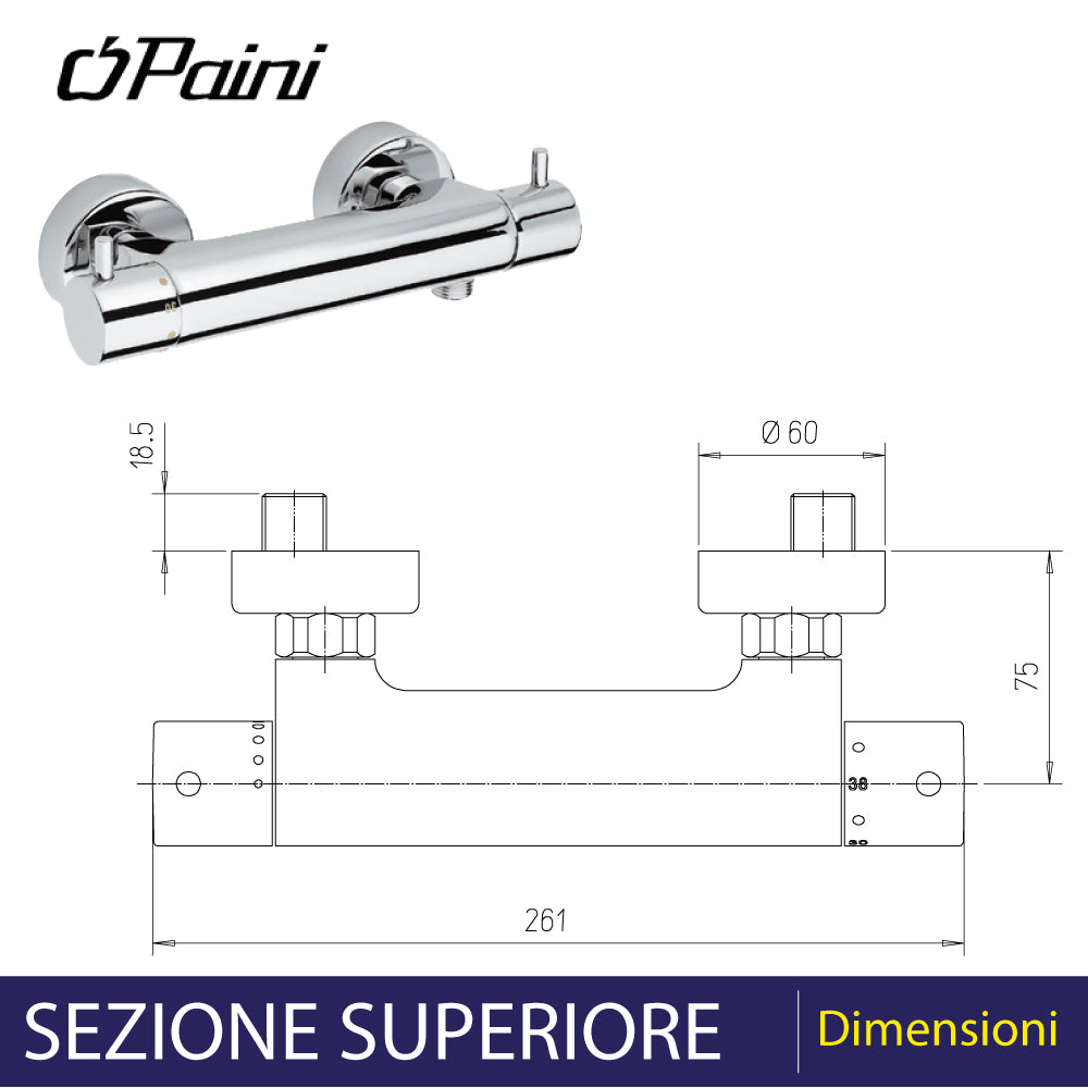 MISCELATORE DOCCIA ESTERNO TERMOSTATICO "DISCO" - img 3