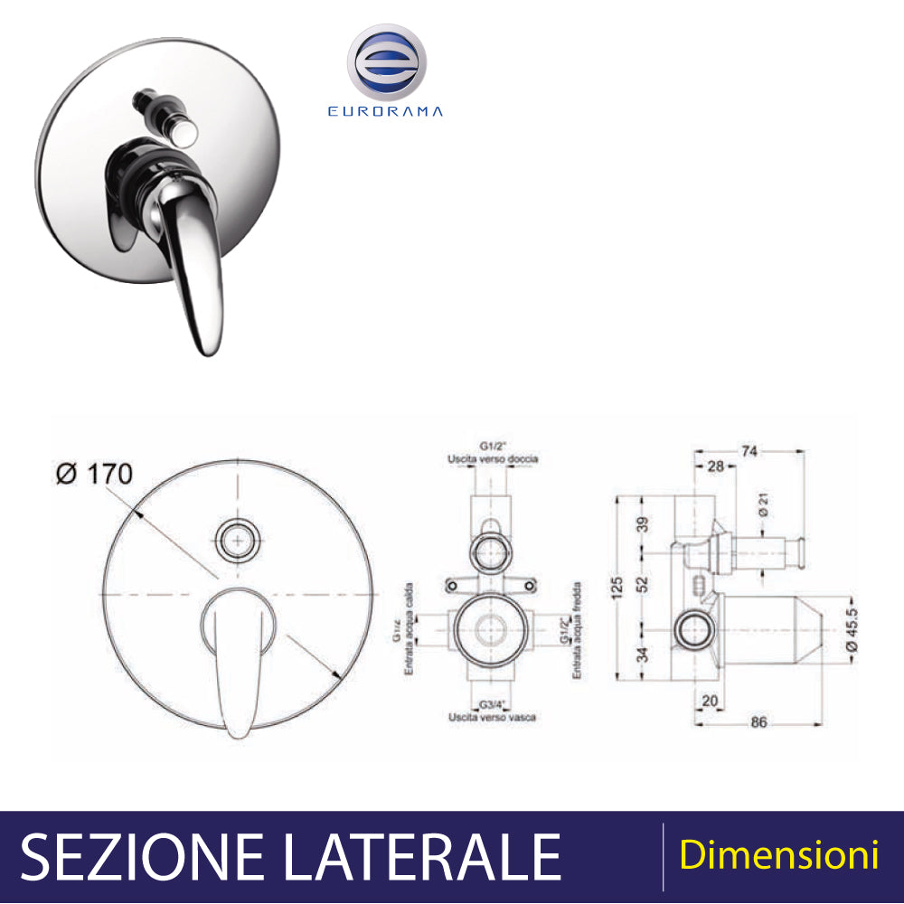 MISCELATORE DOCCIA INCASSO CON DEVIATORE "REVE" - img 3