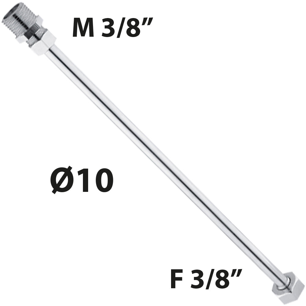 TUBETTO RAME CROMATO Ø10 CON CARTELLA + NIPLES M3/8" + CALOTTA F3/8" - img 3