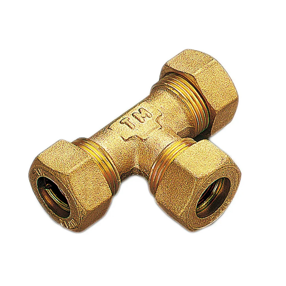 TEE CON 3 DADI A COMPRESSIONE CON O-RING PER TUBO RAME TIEMME - img 2