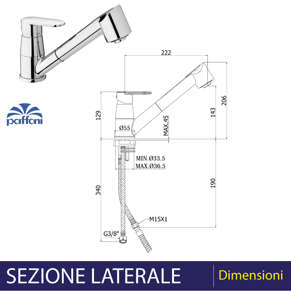 MISCELATORE LAVELLO CON DOCCETTA ESTRAIBILE "CANDY" - img 3
