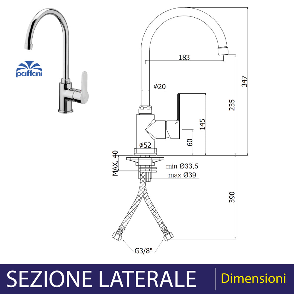 MISCELATORE LAVELLO A CANNA GIREVOLE "BLU" - img 3