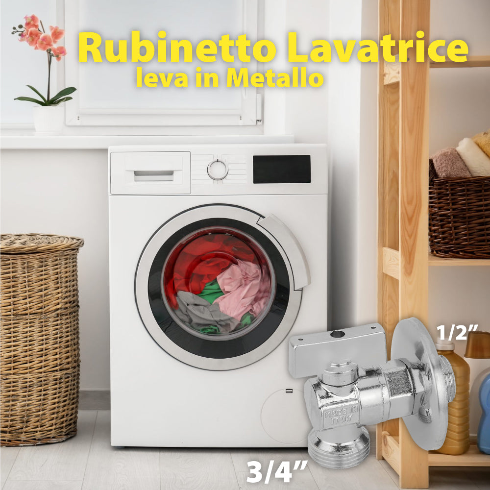 RUBINETTO LAVATRICE A SFERA CON LEVA IN METALLO - img 3