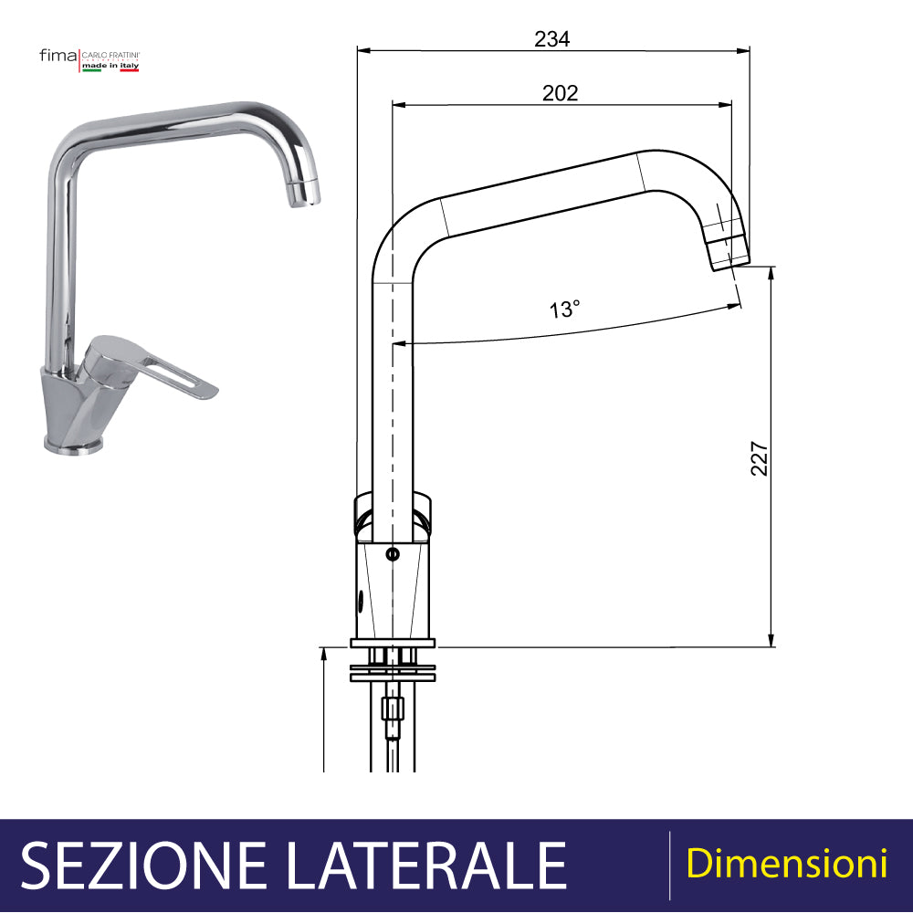 MISCELATORE LAVELLO "SERIE 4" CANNA GIREVOLE CON LEVA APERTA - img 4