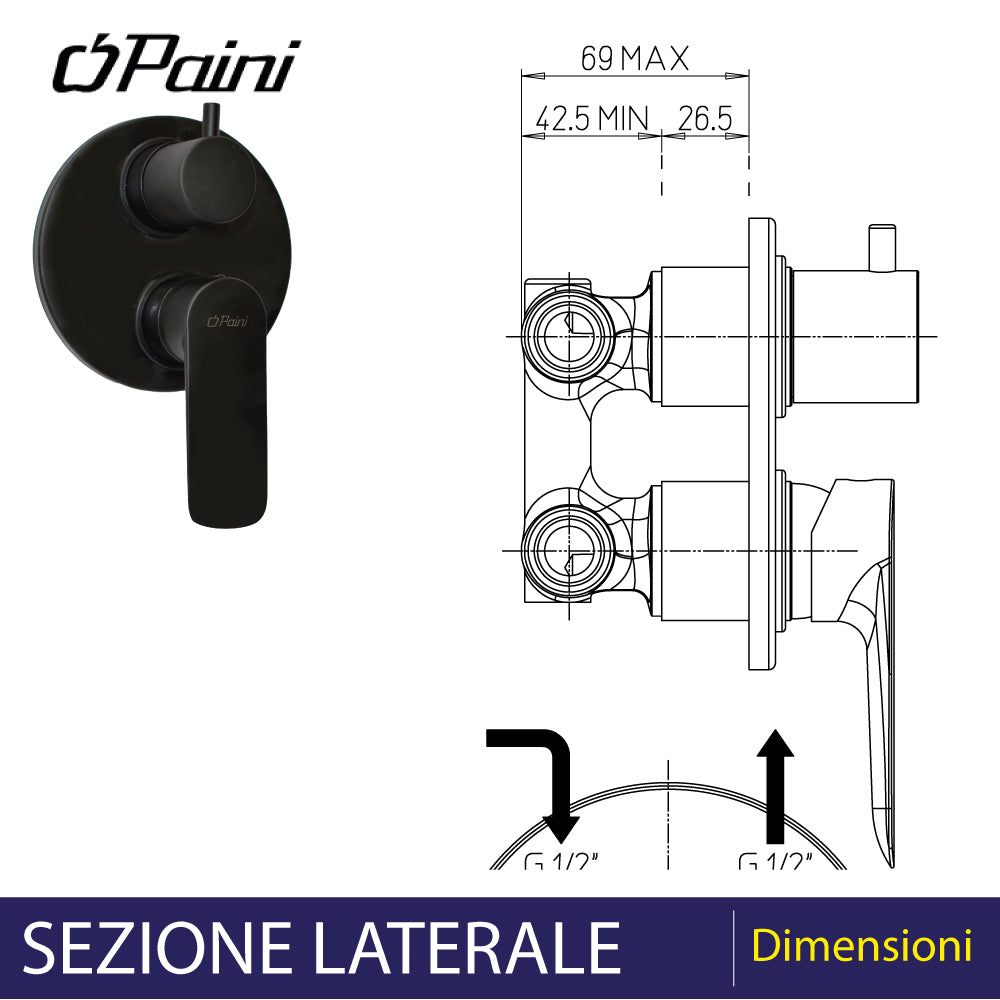 MISCELATORE DOCCIA INCASSO CON DEVIATORE "NOVE" - img 4