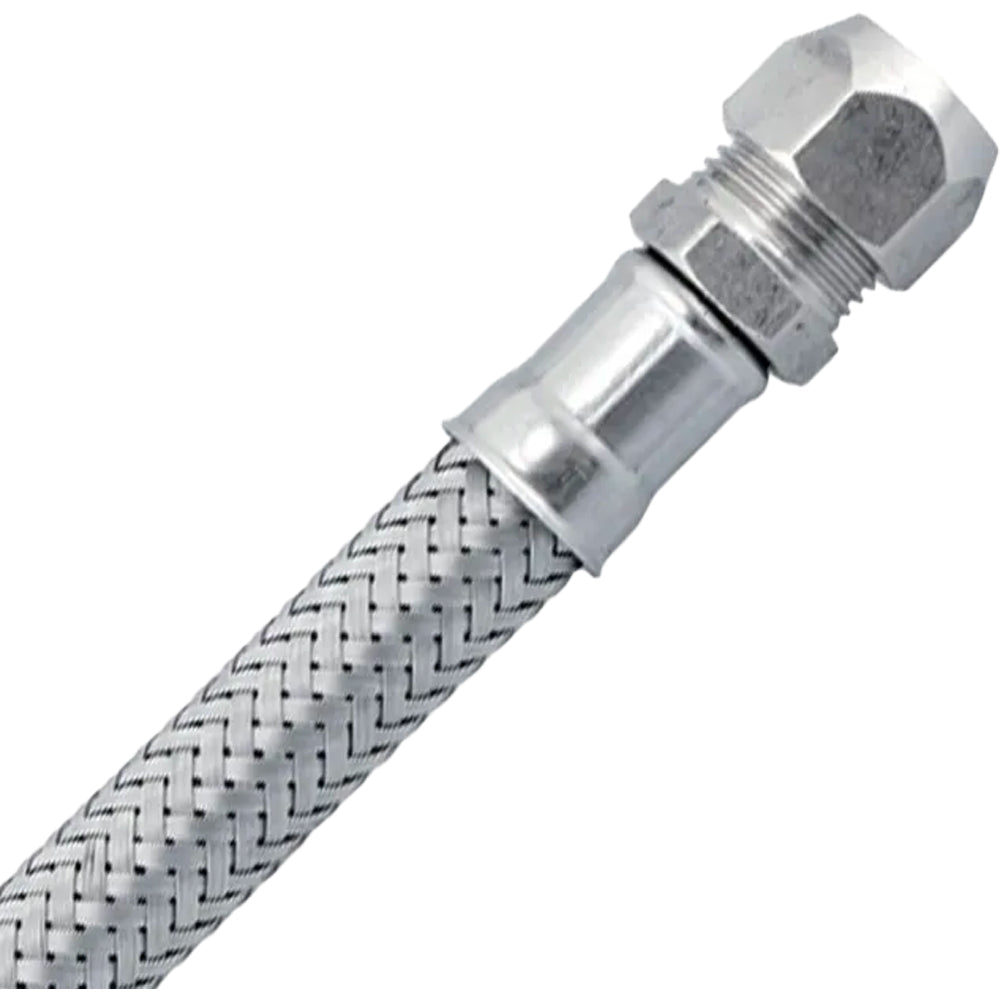 FLESSIBILE IN ACCIAIO INOX M1/2 x M3/8x10 BICONO - img 3