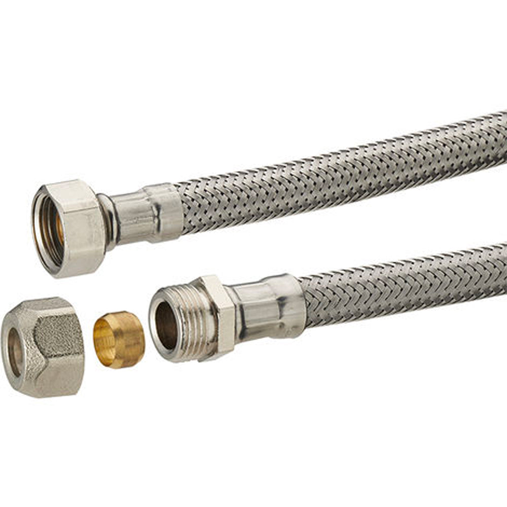 FLESSIBILE IN ACCIAIO INOX F1/2" x M3/8"x10 BICONO - img 4