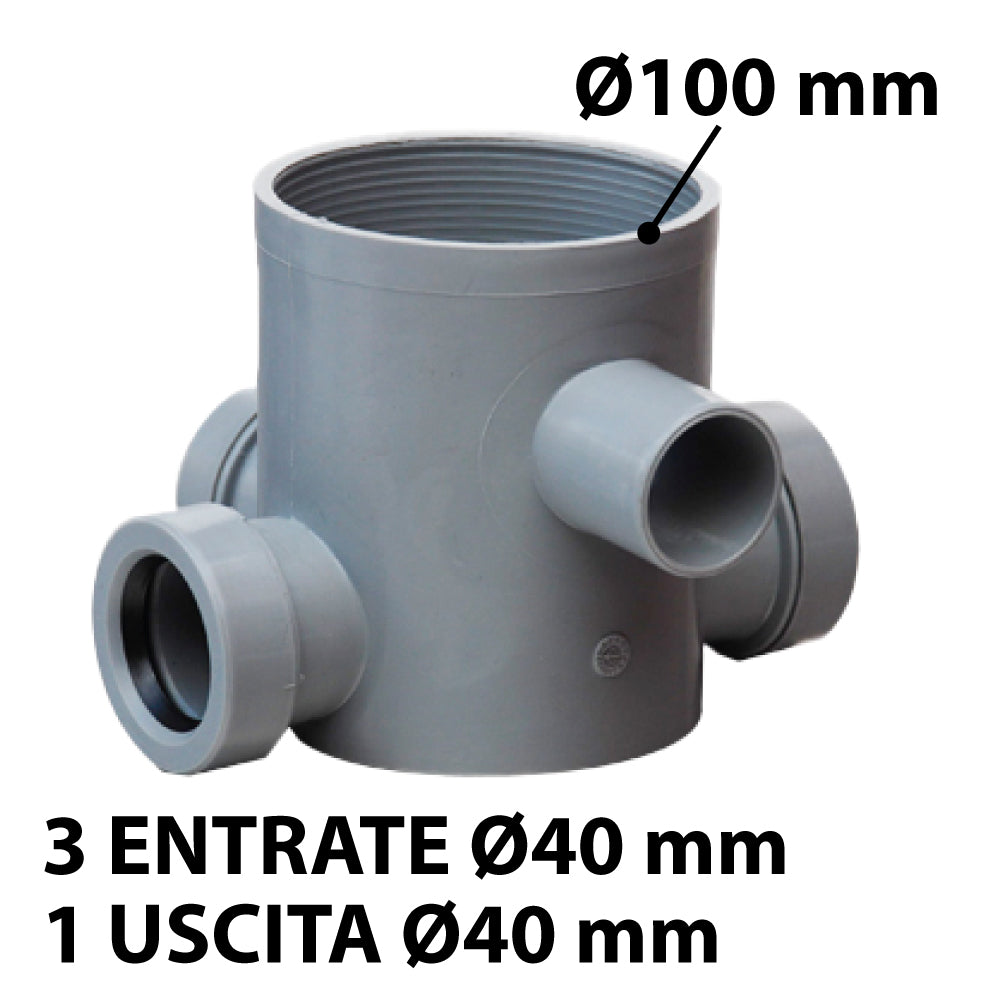 POZZETTO WC BASSO H.120 A INNESTO Ø100 IN PP GRIGIO - img 3